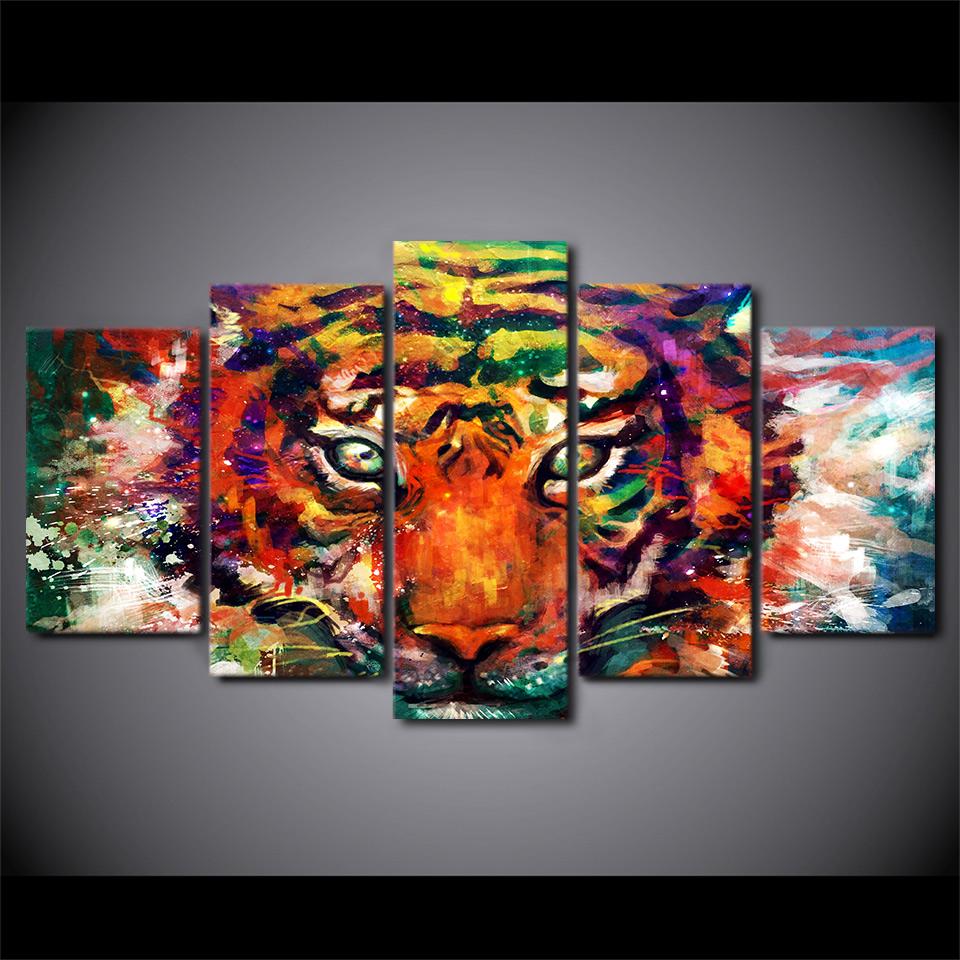 960x960 Hd Printed Abstract Tiger Painting On Canvas Room Decoration Print - Tiger Painting Abstract