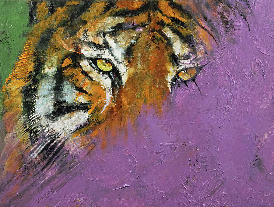 900x678 Shadow Tiger Painting By Michael Creese - Tiger Painting Abstract