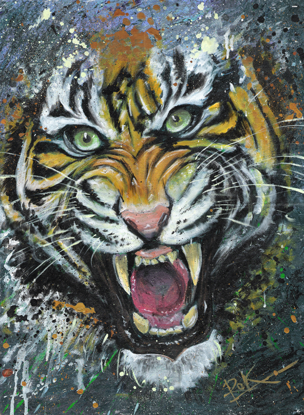 600x819 Abstract Tiger By Puritanic - Tiger Painting Abstract