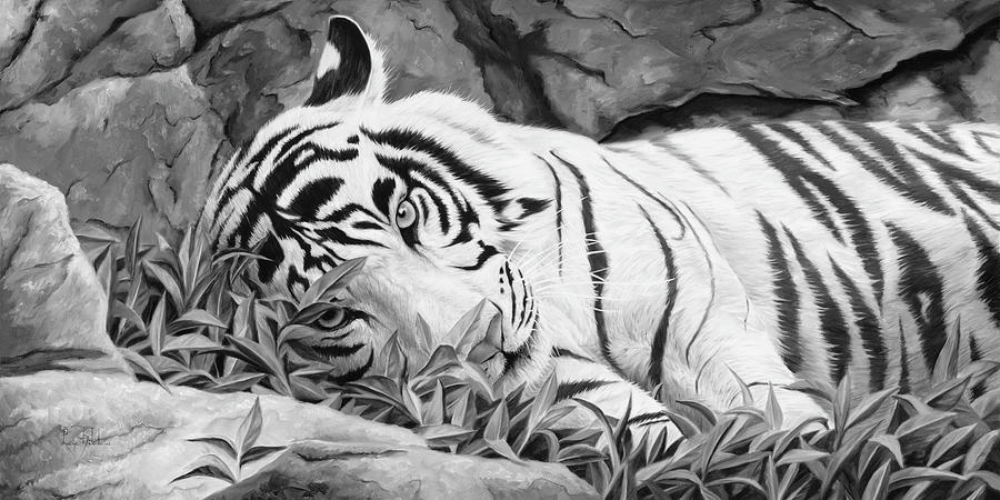 900x450 Blue Eyes - Tiger Painting Black And White