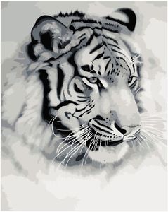 239x300 Framed Paint By Number Kit Tiger King Black And White Painting - Tiger Painting Black And White