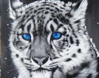 340x270 White Tiger Painting Oil Painting On Canvas 40x40 - Tiger Painting Black And White