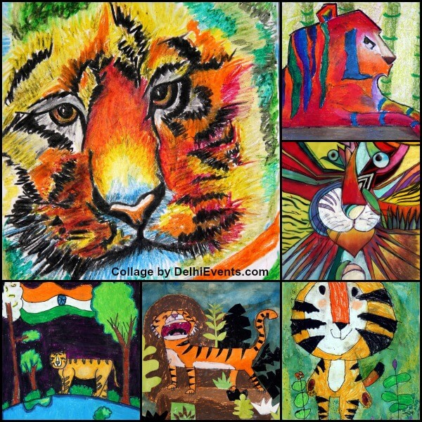 600x600 Exhibition Of Selected Paintings, Drawings And Collage Created By - Tiger Painting For Kids