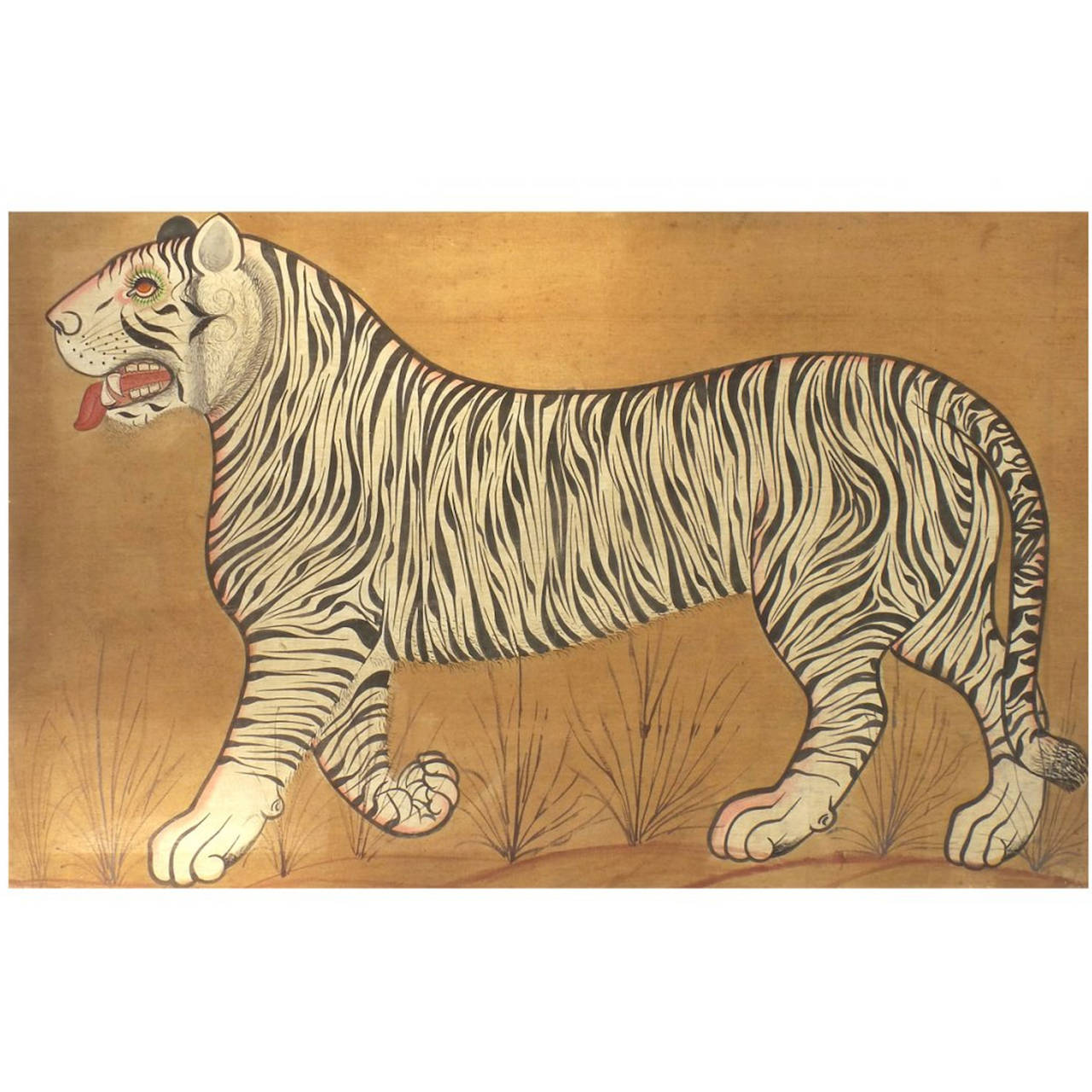 1280x1280 Indian Tiger Painting On Cloth - Tiger Painting Images