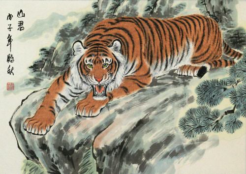 500x354 Prowling Asian Tiger Painting - Tiger Painting Images
