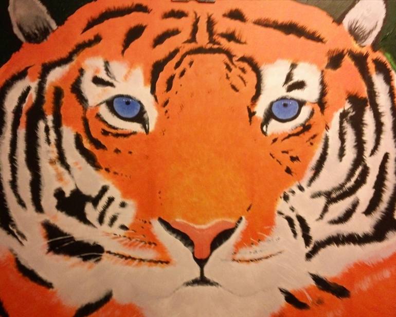 770x617 Saatchi Art Blue Eyed Tiger Painting By Harley Bradley - Tiger Painting Images