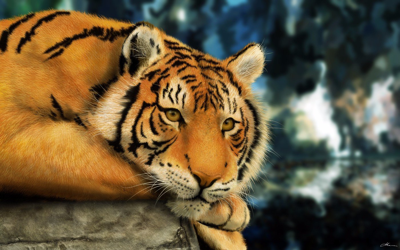 1400x875 Tiger Painting - Tiger Painting Images