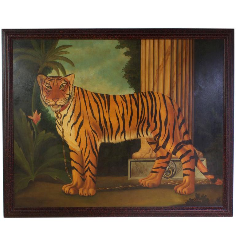 768x768 William Skilling Oil On Canvas Painting Of A Tiger - Tiger Painting Images