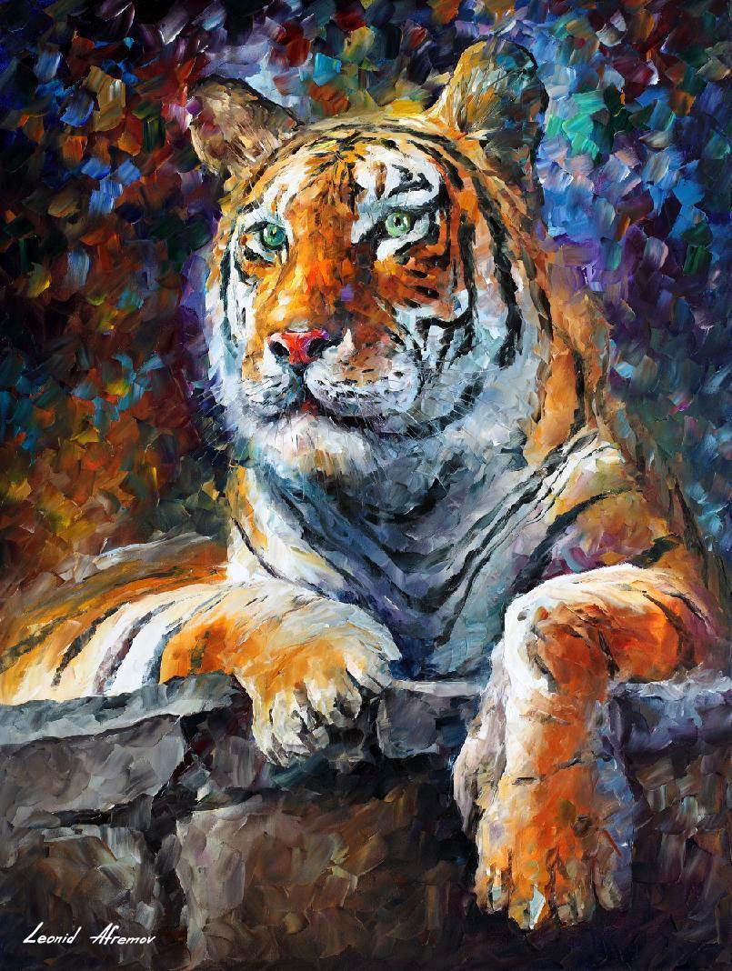 805x1068 Leonid Afremov, Oil On Canvas, Palette Knife, Buy Original - Tiger Painting On Canvas