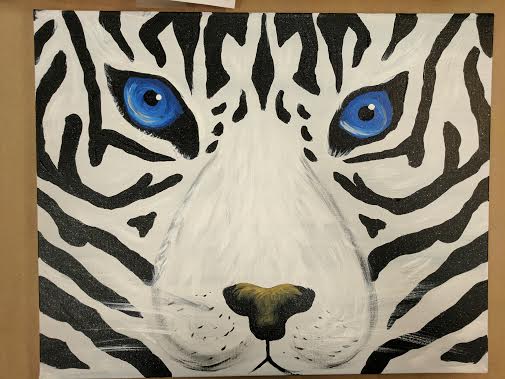 505x379 White Tiger Canvas Sip Amp Paint - Tiger Painting On Canvas
