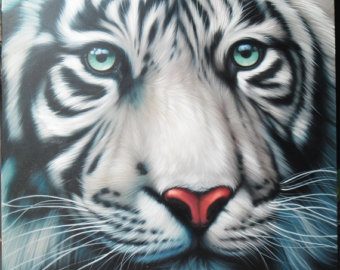 340x270 White Tiger Painting Oil Painting On Canvas 40x40 - Tiger Painting On Canvas