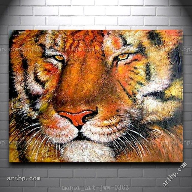 640x640 Canvas Wall Art Tiger Oil Painting Modern Decor Hand Painted - Tiger Painting On Canvas