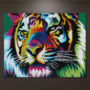 300x300 Colorful Tiger Diy Paint By Number Kit Acrylic Oil Painting - Tiger Painting On Canvas