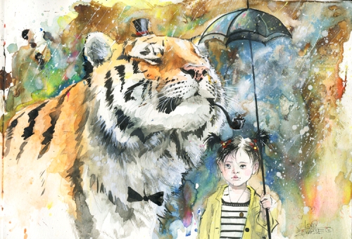 500x340 Mr. Tiger - Tiger Painting Watercolor