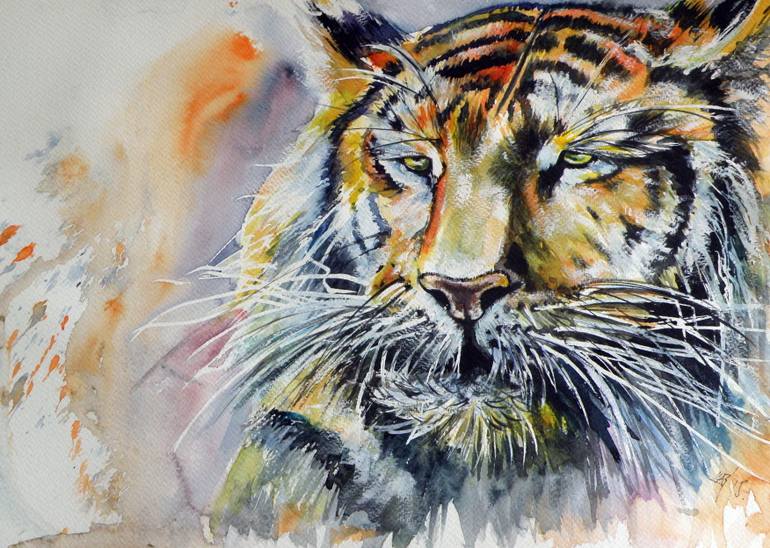 770x548 Saatchi Art Tiger Painting By Kovacs Anna Brigitta - Tiger Painting Watercolor