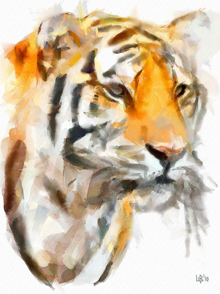 768x1024 The Tiger Digital Watercolor. Dynamic Auto Painter Vitaly - Tiger Painting Watercolor
