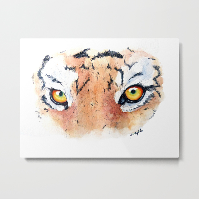 700x700 Tiger Eyes Realistic Watercolor Painting Metal Print By - Tiger Painting Watercolor