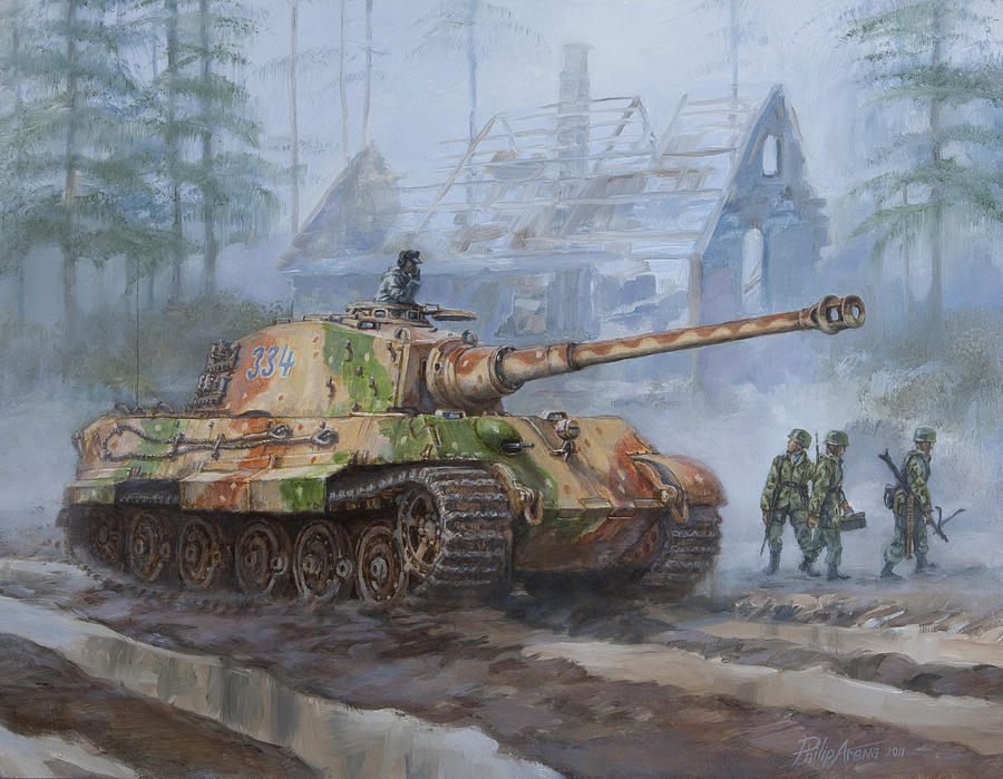 900x699 German King Tiger Tank In The Battle Of The Bulge Painting By - Tiger Tank Painting