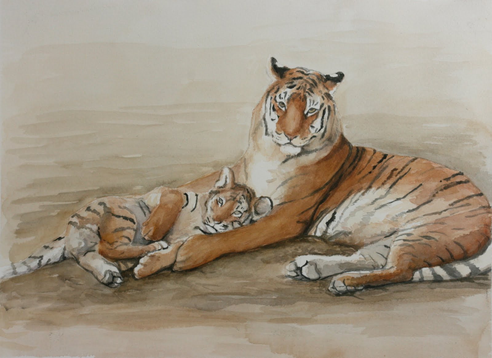 Tiger Watercolor Painting