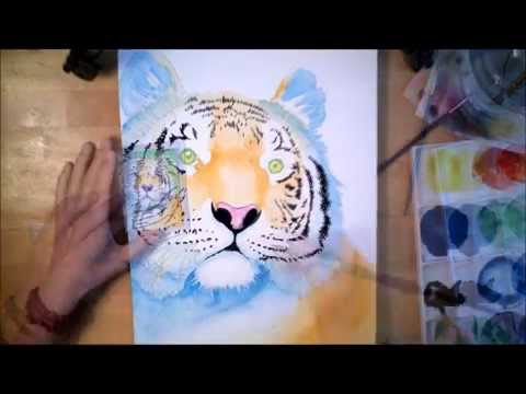 480x360 The Tiger Watercolor Painting Process Time Lapse - Tiger Watercolor Painting