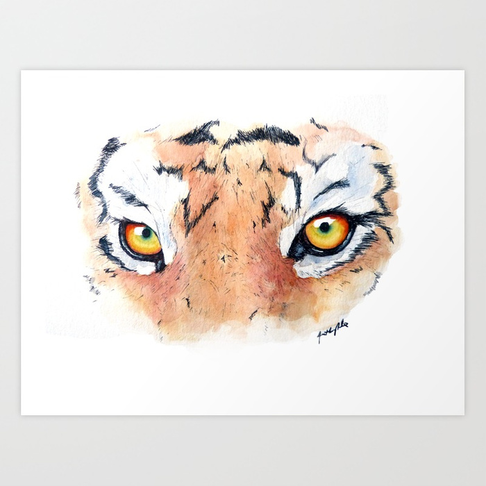 700x700 Tiger Eyes Realistic Watercolor Painting Art Print By Anthonynold - Tiger Watercolor Painting