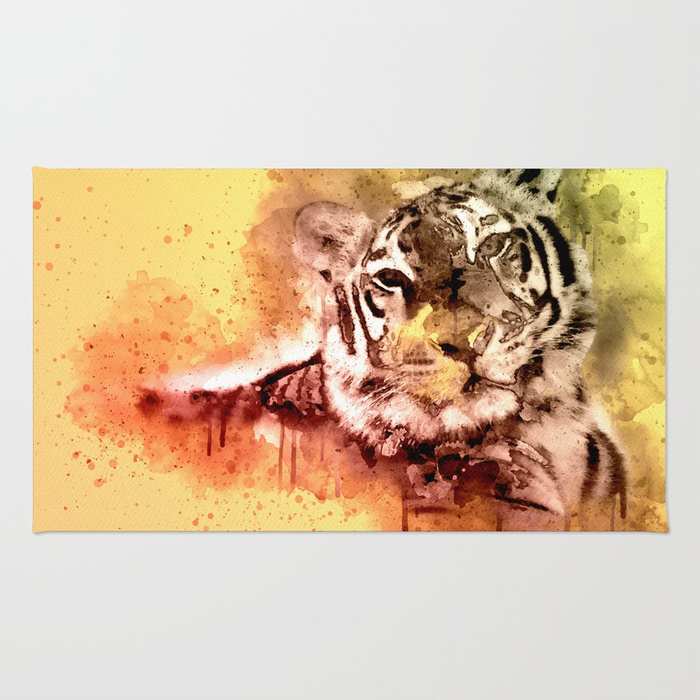 700x700 Tiger Watercolor, Painted Tiger Art, Cool Tiger, Splatter Tiger - Tiger Watercolor Painting