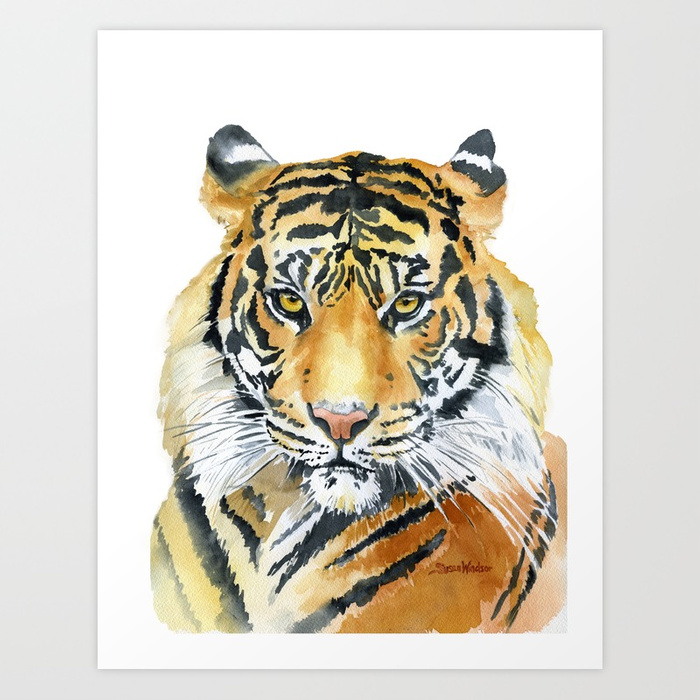 700x700 Tiger Watercolor Painting Art Print By Susanwindsor Society6 - Tiger Watercolor Painting