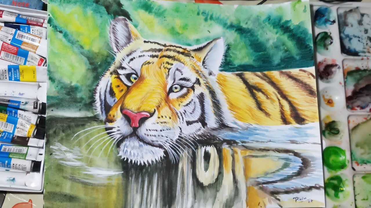 1280x720 How To Draw A Tiger With Watercolour - Tiger Watercolor Painting