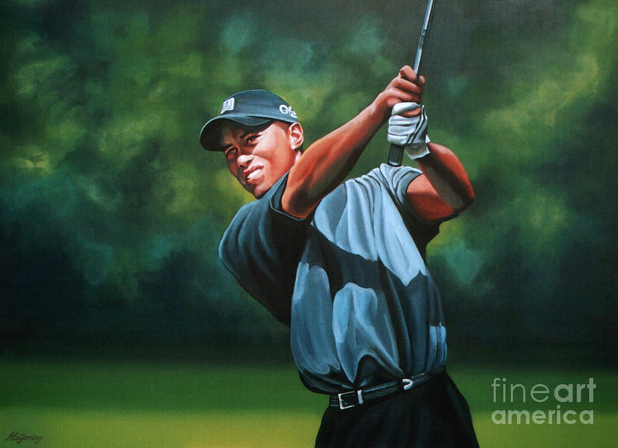 900x653 Tiger Woods 2 Painting By Paul Meijering - Tiger Woods Painting