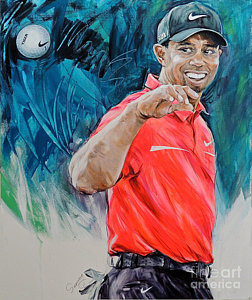 252x300 Tiger Woods Got A Birdie Painting By Sunny Shin - Tiger Woods Painting