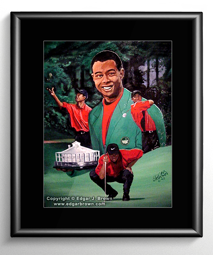 706x844 Tiger Woods Painting The Master Of Augusta - Tiger Woods Painting