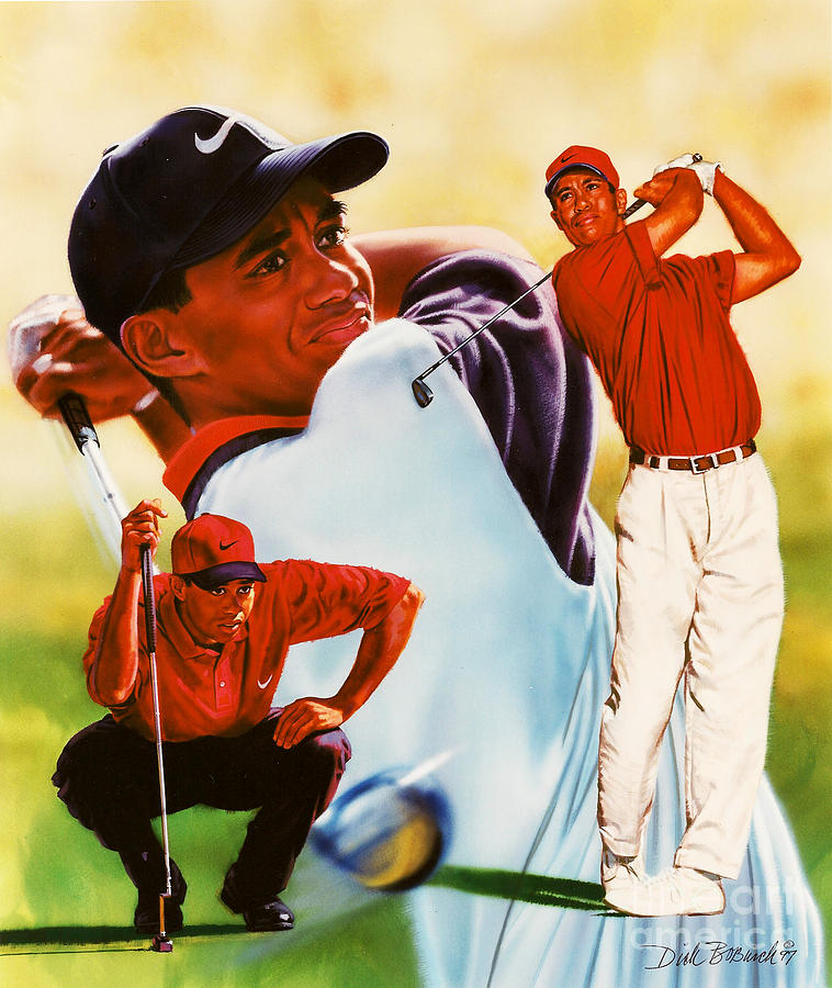 758x900 Tiger Woods Painting By Dick Bobnick - Tiger Woods Painting