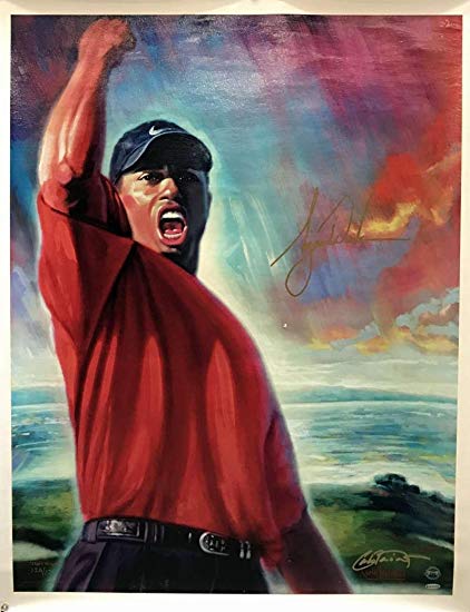 422x550 Tiger Woods Signed Autograph Tiger Roars Lithograph Authentic - Tiger Woods Painting