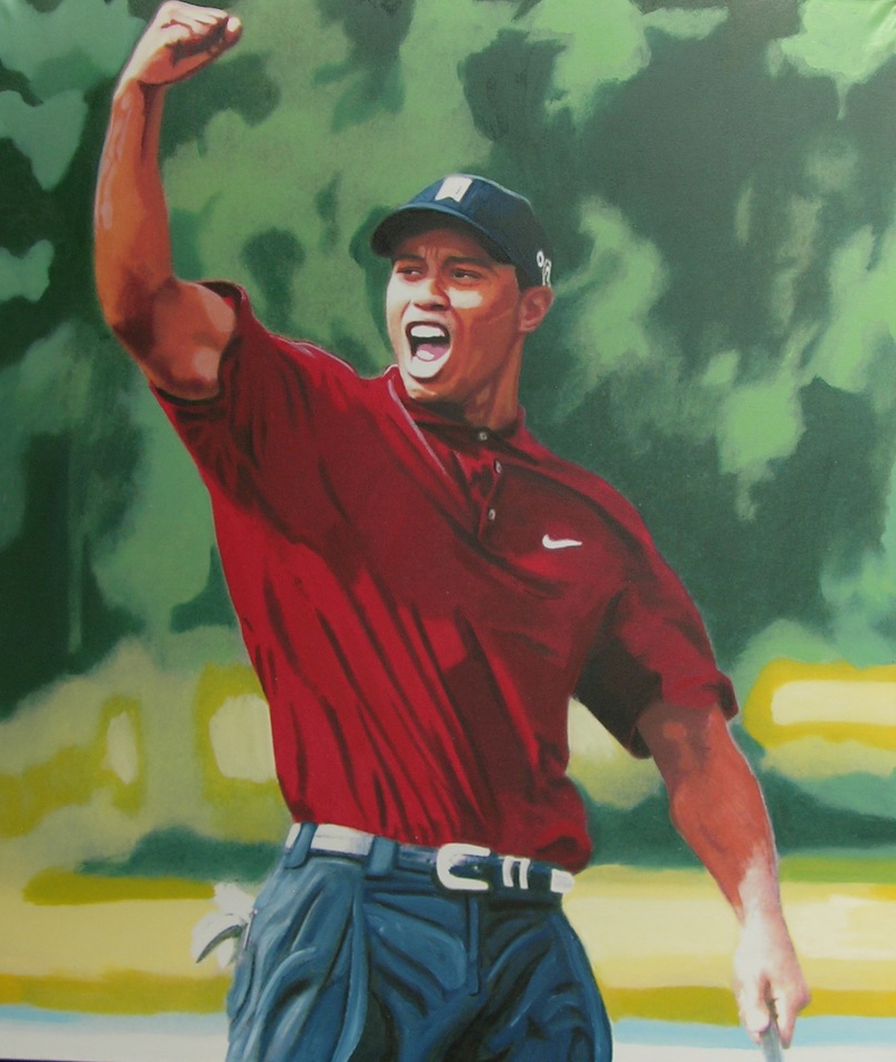 808x958 Tiger Woods By Steve Kaufman - Tiger Woods Painting