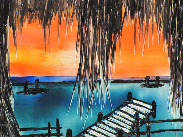 600x450 Tiki Hut Painting By Gina Reynolds - Tiki Hut Painting