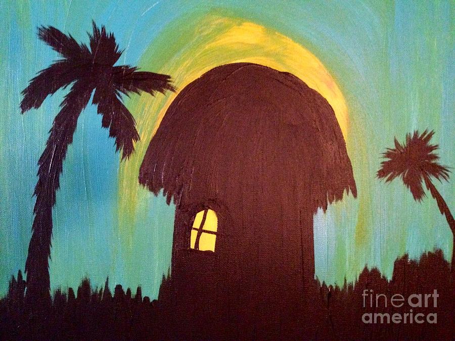 900x675 Tiki Hut Painting By Melissa Darnell Glowacki - Tiki Hut Painting