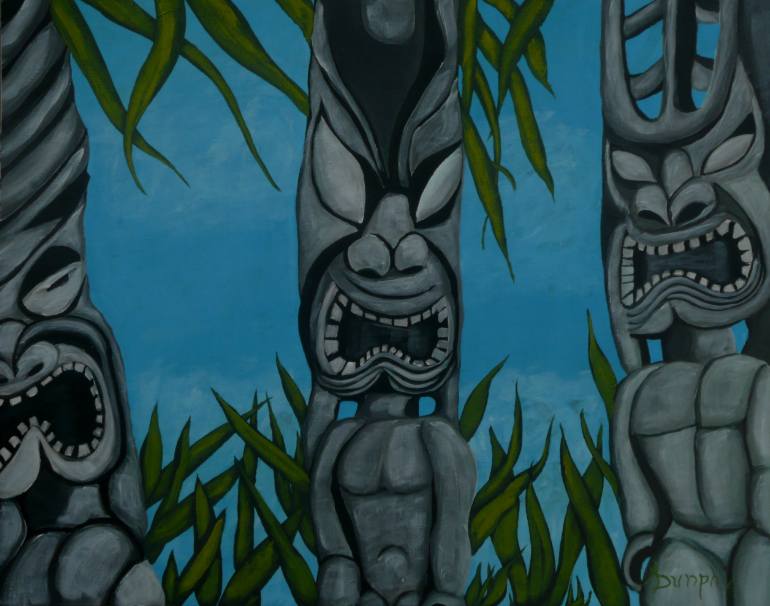 770x606 Saatchi Art Hawaiian Tiki Painting By Anthony Dunphy - Tiki Painting