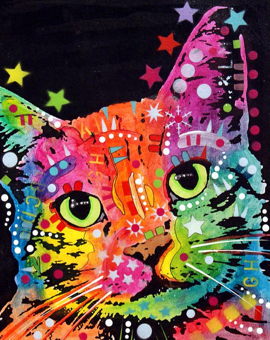 556x700 Tilted Cat Warpaint Canvas Print Canvas Art By Dean Russo - Tilted Painting