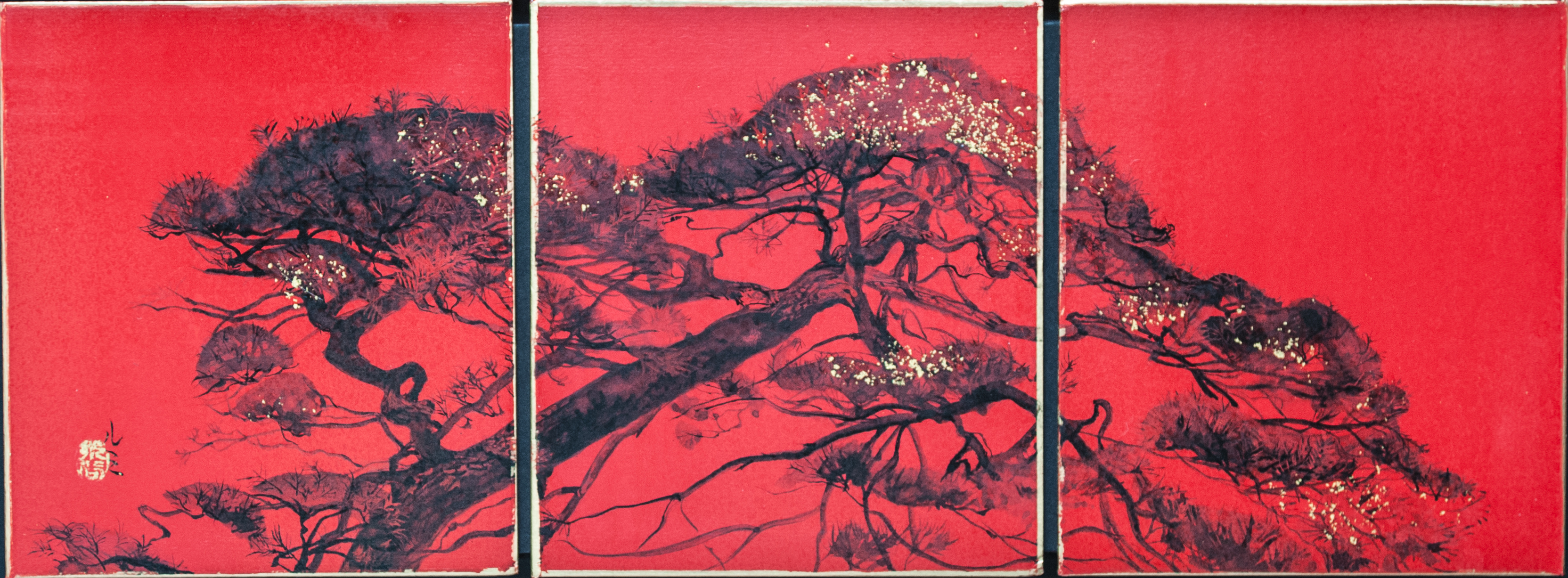 3328x1227 Tilted Pine Painting By Lumi Mizutani For Sale - Tilted Painting