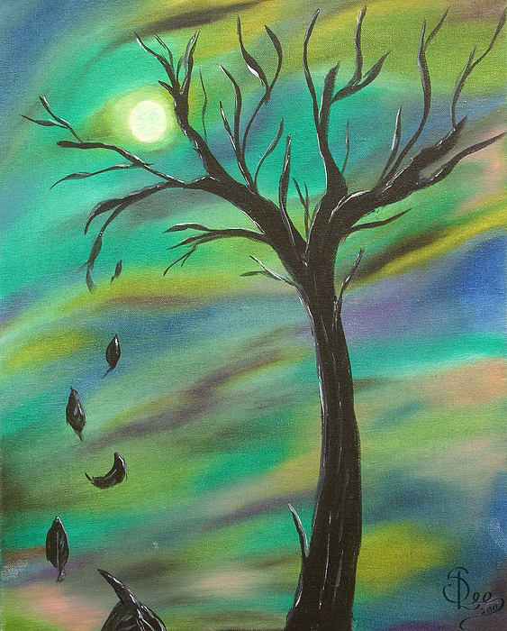 563x700 Tim Burton Tree Painting By Sesha Lee - Tim Burton Painting