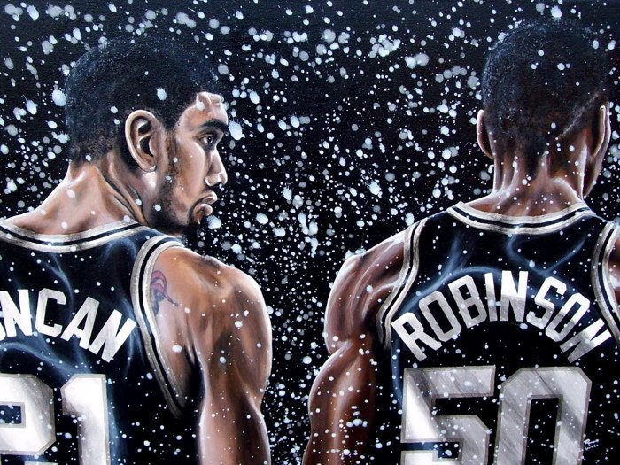 700x525 Tim Duncan David Robinon Painting Art Spurs 32x24 Print Poster - Tim Duncan Painting
