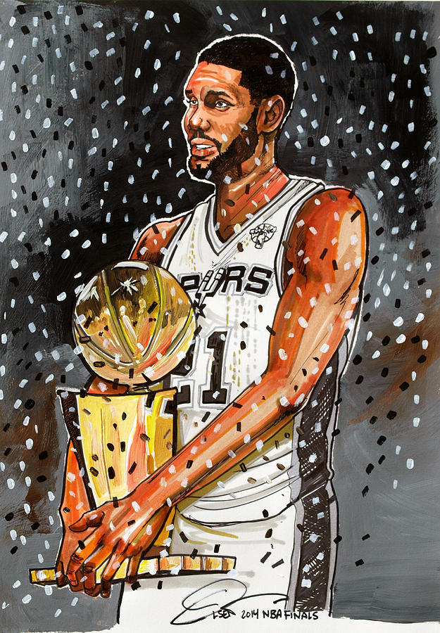 625x900 Tim Duncan Nba Champion Painting By Dave Olsen - Tim Duncan Painting