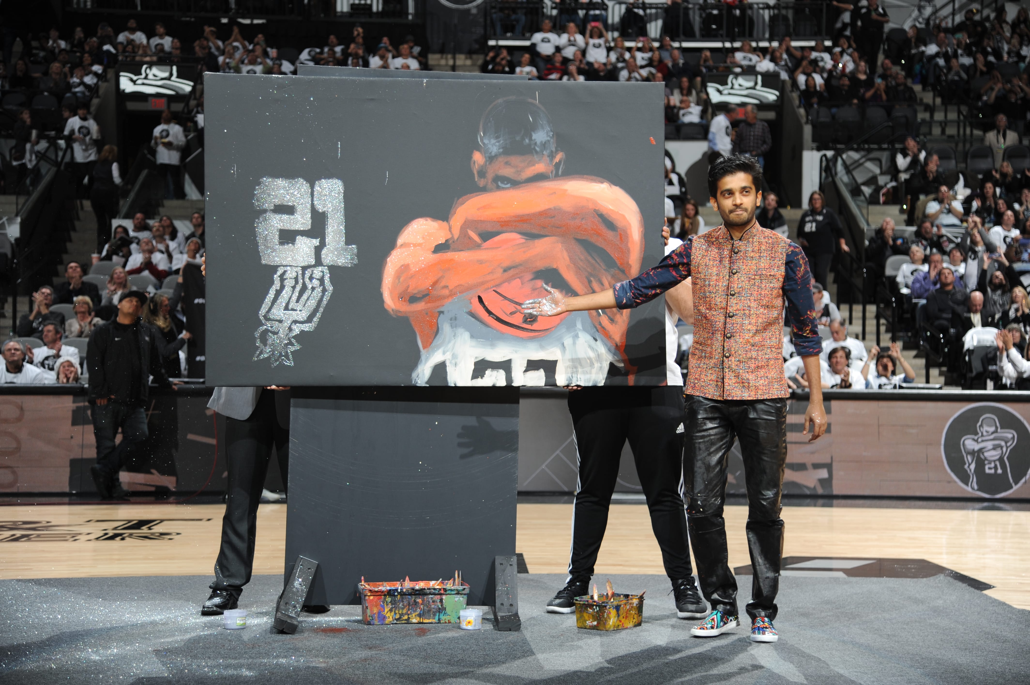 4256x2832 Tim Duncan Painting To Be Auctioned By Silver Amp Black Give Back - Tim Duncan Painting