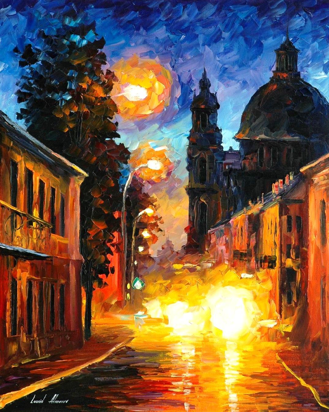 1074x1345 A Time When The City Sleeps Palette Knife Oil Painting On Canvas - Time Painting