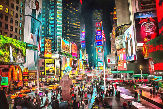 Times Square Painting at PaintingValley.com | Explore collection of ...