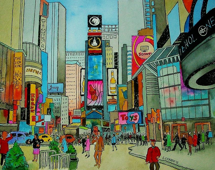 900x711 Times Square Sold Painting By Lou Cicardo - Times Square Painting