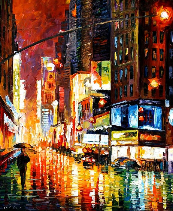 576x700 Times Square Painting By Leonid Afremov - Times Square Painting