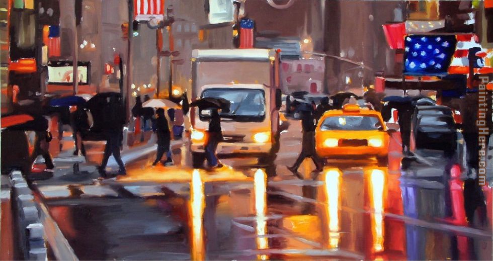 980x519 Times Square Stars And Stripes By By Liam Spencer Painting Anysize - Times Square Painting