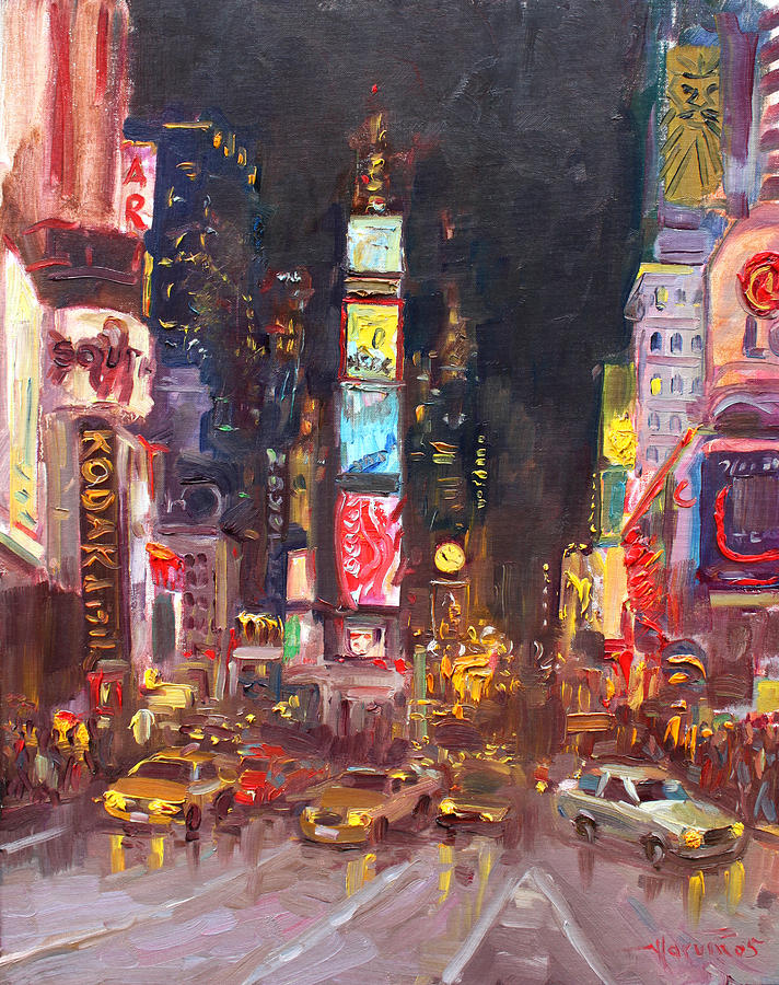712x900 Nyc Times Square Painting By Ylli Haruni - Times Square Painting