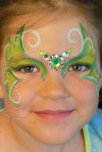 422x632 Tinkerbell Style Green Face Paint With Bling By - Tinkerbell Face Painting